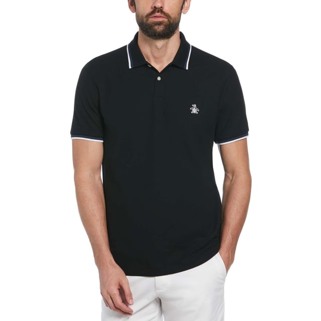 Every guy needs a solid polo shirt in their wardrobe and this Original Penguin one has you covered for style and comfort. Made from 100% organic cotton  it's soft and breathable and pique fabrication creates a subtle texture you can see and feel. A tipped collar pulls the look together and Pete offers his stamp of approval on the chest. Pair it up with jeans  chinos  or shorts  it's a versatile short sleeve top perfect for hanging with your buddies or going out for date night