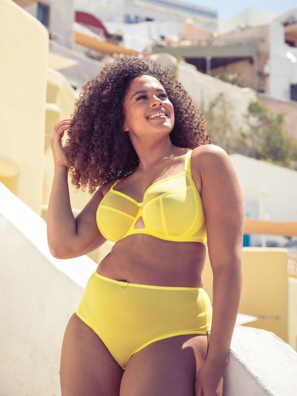 Curvy Kate Victory Balcony Bra. With side support, double-layered mesh sheer cup and four section design for uplift and forward projection. The product is recommended for hand wash only.