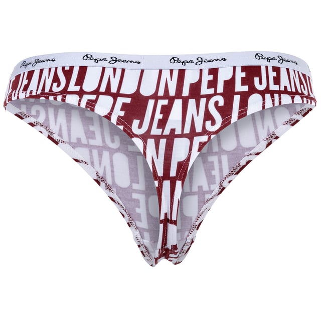 Klassische Strings für Damen von der Marke Pepe Jeans. Im praktischen 3er Vorteilspack. Mit Allover-Logo.