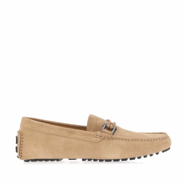 Mens BOSS Driver Moccasin Shoes in beige.- Leather upper.- Soft suede construction.- Easy slip-on entry.- Rounded toes.- Classic moccasin stitching.- Metal 'BOSS' branded hardware.- Durable rubber outsole.- Ref: 50497209268