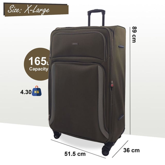 Embark on a Adventure with Our Exquisite 8-Wheel Extra Large Luggage

Key Features:

Eye-Catching Colours: Immerse yourself in the allure of paradise with a vibrant colour
Compact Cabin Size: Meets airline requirements for hassle-free boarding, featuring a roomy interior and maneuverable with a sturdy handle and 360-degree wheels.
Smooth 360 dual 8-wheel spinners for effortless mobility
Secure integrated 3-digit lock for enhanced security.
Constructed from ultra-strong Jacquard nylon 600D material for durability.
Self-locking telescopic handle and zip-around closure for easy use.
Indulge in the perfect blend of practicality and aesthetics with our Travel Collection - your passport to a seamless and stylish journey.
31 Inch Extra Large Case - Size 89 x 51.5 x 36 cm Weight : 4.3Kg Capacity : 165 Litre

Note: It is a single Extra Large Suitcase