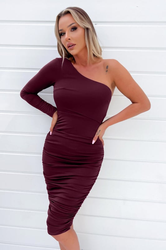 Plum bodycon midi dress clearance