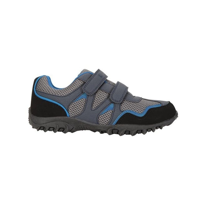 Upper: Mesh. Midsole: EVA (Ethyl Vinyl Acetate). Outsole: High Traction Grip, Non Marking. Breathable, Lightweight. Low Heel. Cut: Low. Design: Contrast Trim, Logo. Toe Style: Round. Fastening: Hook and Loop Fasteners.