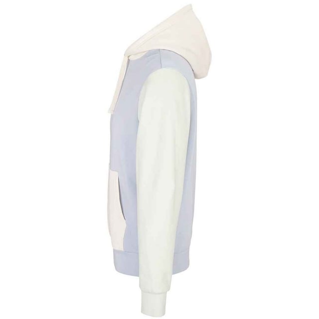 Material: 80% Organic Combed Cotton, 20% Recycled Polyester. Fabric: Brushed Back Fleece. Design: Contrast Panel. 280gsm. Hood Features: Drawcord, Lined. Hem: Fitted, Ribbed. Drop Shoulder, Locker Patch, Unbranded Size Label. Cuff: Fitted, Ribbed. Neckline: Hooded, Taped. Sleeve-Type: Long-Sleeved. Pockets: 1 Kangaroo Pocket. Fastening: Pull Over. Sustainability: ACCORD, Amfori, BSCI, Fair Wear Approved, Oeko-Tex Standard 100 Certified, PETA-Approved Vegan, REACH.
