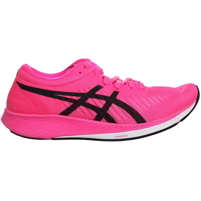 The Asics MetaRacer Women's Running Trainers are the pinnacle of performance footwear, meticulously engineered to elevate your running experience to new heights. Whether you're a competitive athlete or a dedicated enthusiast, these trainers are designed to help you achieve your personal best and dominate the race track or the road.

Key Features:

 Innovative Carbon Plate Technology:  The MetaRacer boasts a cutting-edge carbon plate embedded within the midsole. This plate delivers exceptional energy return and propels you forward with every stride. It effectively reduces energy loss and muscle fatigue, making these trainers ideal for long-distance runs and races.

 Lightweight and Responsive FlyteFoam:  Asics' FlyteFoam technology is incorporated into the midsole, providing a perfect balance of lightweight cushioning and responsiveness. This ensures a comfortable and efficient ride, helping you maintain your pace even during intense workouts.

 Enhanced Breathability:  The upper of the MetaRacer is constructed with a breathable mesh material that keeps your feet cool and well-ventilated, even on scorching summer runs. This design helps to prevent discomfort and blisters caused by excessive moisture and heat.

 Secure and Comfortable Fit:  These trainers feature a snug and supportive fit, thanks to the padded collar and traditional lacing system. The heel counter ensures stability, reducing the risk of injury during quick maneuvers or sprints.

 Exceptional Traction:  The outsole of the MetaRacer is equipped with a high-traction rubber compound that offers excellent grip on a variety of surfaces. Whether you're running on the track, road, or trails, you can trust these trainers to keep you stable and in control.

 Gender-Specific Design:  Asics has meticulously crafted the MetaRacer specifically for women's feet, taking into account the unique biomechanical needs and anatomy. This ensures a more comfortable and efficient running experience.

 Stylish and Sleek Design:  Beyond their outstanding performance, the MetaRacer trainers feature a modern and stylish design. You'll not only perform your best but also look your best while doing it.

 Versatile Performance:  These trainers are designed for a wide range of distances, from 5Ks to marathons. They excel in providing the support and energy return needed for both short, explosive sprints and long, steady runs.

 Reflective Details:  Safety is a top priority. The MetaRacer incorporates reflective elements to enhance your visibility during low-light conditions, ensuring you can run with confidence anytime, anywhere.

 Durability:  Asics has engineered these trainers to withstand the rigors of regular training and racing. The quality materials and construction ensure that your investment in the MetaRacer will last for many miles to come.

In summary, the Asics MetaRacer Women's Running Trainers are a perfect fusion of cutting-edge technology, comfort, and style. They're a must-have for any serious female runner looking to unlock her full potential and achieve race-day success. Whether you're aiming for a personal record or just want a comfortable and stylish pair of running shoes for your daily workouts, the MetaRacer has you covered. Elevate your running experience with the MetaRacer and leave the competition in the dust.
