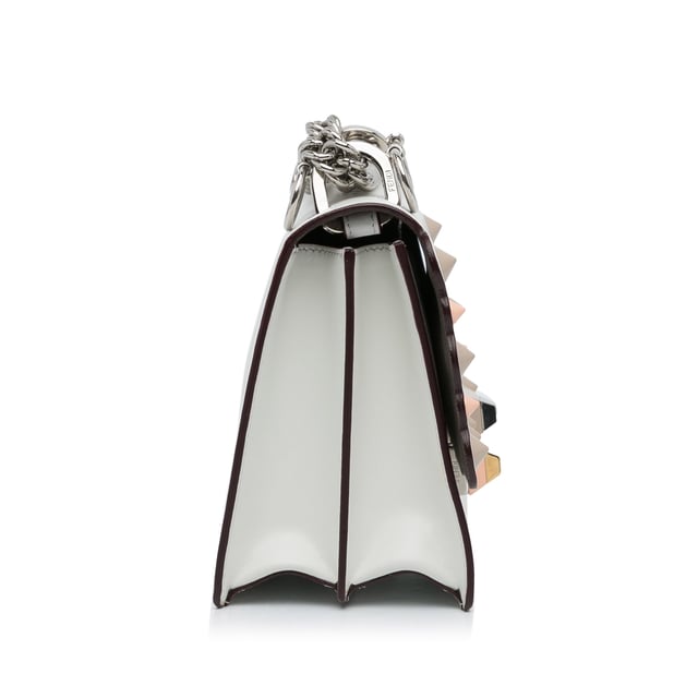 Vintage Fendi Studded Scalloped Kan I Crossbody White