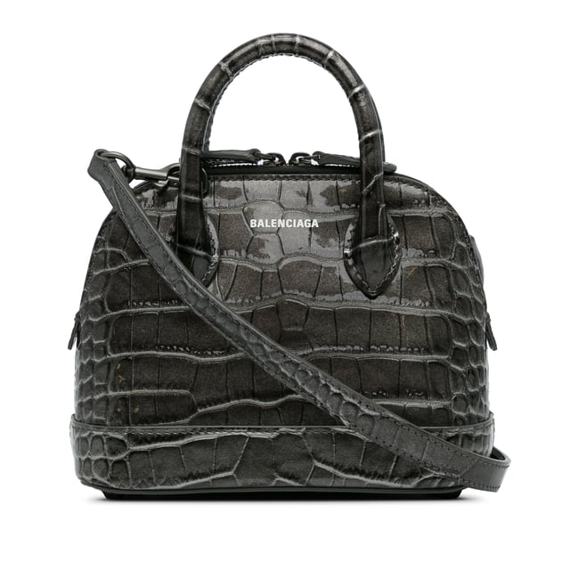 Vintage Balenciaga XS Embossed Ville Satchel Gray