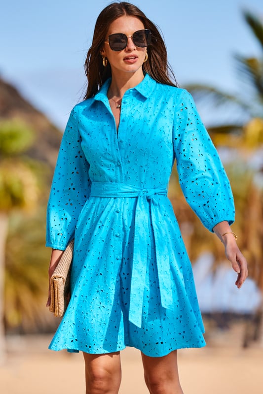 blue dress for baby girl Indiana Dark Blue Broderie Halter-Neck Maxi Dress – Club L London
