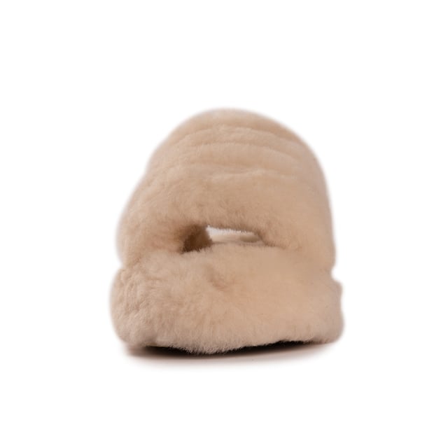 Perfect sandal with a slipper feel 
 Soft premium genuine Australian Sheepskin wool upper 
 Full premium sheepskin insole 
 Lightweight platform mid-sole for extra cushioning and comfort 
 Elastic strap making for an easy-fit  
 Soft Rubber outsole &ndash; highly durable and lightweight 
 The on trend fashion season style  
 100% brand new and high quality, comes in a branded box, suitable for gifting