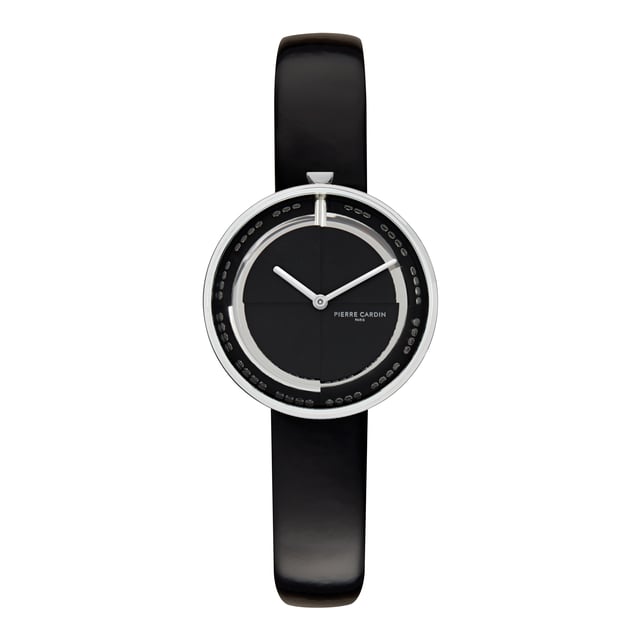 This Pierre Cardin Marais Analogue Watch for Women is the perfect timepiece to wear or to gift. It's Silver 32 mm Round case combined with the comfortable Black Leather watch band will ensure you enjoy this stunning timepiece without any compromise. Operated by a high quality Quartz movement and water resistant to 3 bars, your watch will keep ticking. This casual and modern watch is perfect for all kind of casual activities, indoor activities or daily use, it's also a great gift for family and friend. High quality 19 cm length and  14 mm width Black Leather strap with a Buckle Case diameter: 32 mm,case thickness: 8.1 mm, case colour: Silver and dial colour: Black