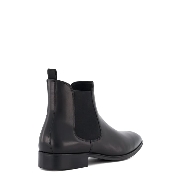 Dune Mens MANDATORY Chelsea Boots Mandatory Synonymous with Dune London, the Chelsea boot is a long-standing classic favoured for its transitional appeal. Signature style Mandatory perfectly blends a contemporary aesthetic with our iconic heritage. Crafted from the finest material and detailed with a quintessential elastic side gusset and grosgrain pull tab, this almond-toed silhouette has been set on a durable rubber outsole. Finished with tonal stitching, this timeless style will become a go-to dressing solution throughout the season.