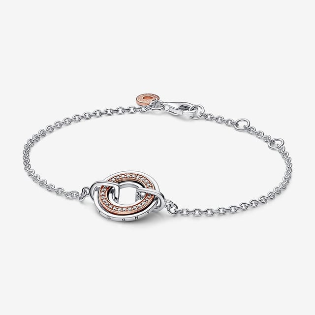Pandora Signature Two tone Women s 925 Sterling Silver Bracelet Silver Rose 582741C01 20