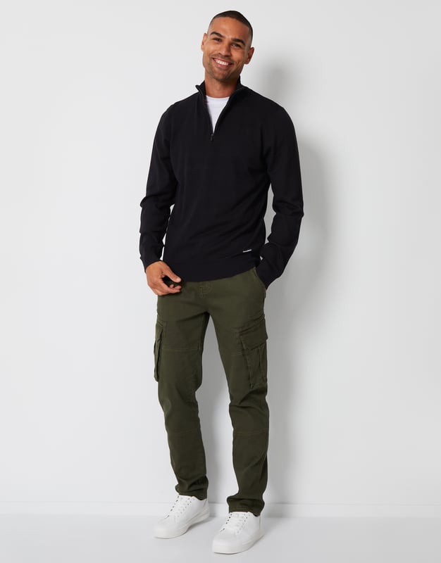 Freshen up your knitwear with this funnel neck quarter zip jumper from Threadbare. Crafted in a soft jersey knit, this jumper has a ribbed funnel neck that fastens with a quarter zip, ideal for layering. With ribbed cuffs and hem, this lightweight jumper will keep you snug. Finished with our signature Threadbare woven label to the hem. Simply team with a classic pair of jeans for a casual outfit that never goes out of style.