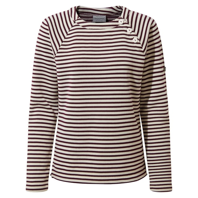 Forget all your preconceptions about how a fleece should look and feel by taking new stripy Neela for a spin. Every bit as comfortable and insulating as a classic fleece but in a smart buttoned crew-neck style that looks and feels like a knitted Breton top.