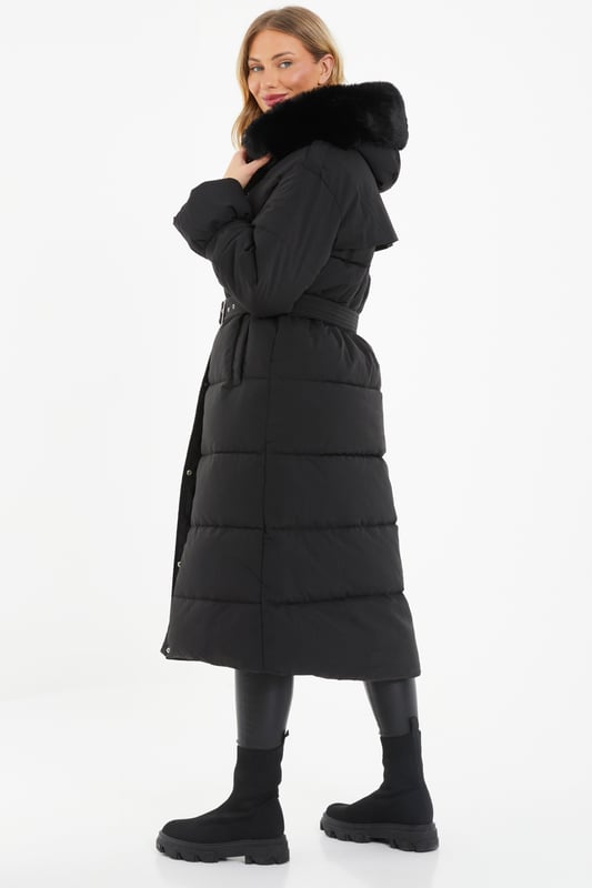 Black Padded Long Line Jacket
