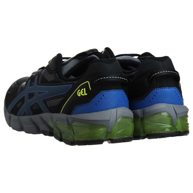 The Asics Gel-Quantum 90 GS Kids Black Trainers are an excellent choice for young athletes and active kids who require comfort, support, and durability during their activities. Here's a detailed description with key features:

 Youthful Design:  The Gel-Quantum 90 GS trainers by Asics are designed with kids in mind, featuring a youthful and sporty design that appeals to active youngsters.

 Quality Materials:  Asics is known for using high-quality materials in their footwear. These trainers are typically constructed from durable and breathable materials, ensuring both longevity and comfort.

 Classic Black Color:  The trainers come in a classic black color with subtle accents, offering a versatile and stylish look that pairs effortlessly with various athletic and casual outfits.

 Gel Cushioning Technology:  These trainers often incorporate Asics' signature Gel cushioning technology in the heel, providing excellent shock absorption. This technology reduces the impact on joints and ensures a smooth and comfortable ride, which is particularly important for kids who are always on the move.

 Adjustable Closure:  Kids' trainers usually feature an adjustable closure system, such as hook-and-loop straps or elastic laces, making them easy for children to put on and take off and ensuring a secure fit.

 Padded Collar and Tongue:  To ensure comfort and prevent chafing, the trainers come with a padded collar and tongue, enhancing the overall wear experience for active kids.

 Breathable Upper:  The upper of the shoes is typically made from a breathable mesh material, promoting airflow and reducing moisture buildup inside the shoe, which is crucial for keeping young feet comfortable and dry.

 Durable Outsole:  The outsole is designed to provide excellent traction and durability, ensuring grip and stability during various activities.