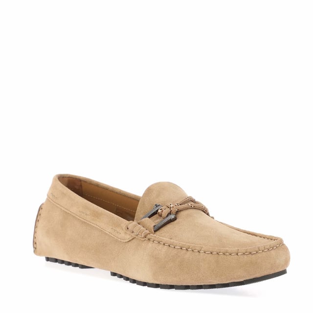 Mens BOSS Driver Moccasin Shoes in beige.- Leather upper.- Soft suede construction.- Easy slip-on entry.- Rounded toes.- Classic moccasin stitching.- Metal 'BOSS' branded hardware.- Durable rubber outsole.- Ref: 50497209268
