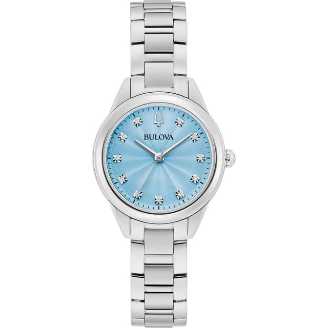 This Bulova Sutton Analogue Watch for Women is the perfect timepiece to wear or to gift. It's Silver 28 mm Round case combined with the comfortable Silver Stainless steel watch band will ensure you enjoy this stunning timepiece without any compromise. Operated by a high quality Quartz movement and water resistant to 3 bars, your watch will keep ticking.