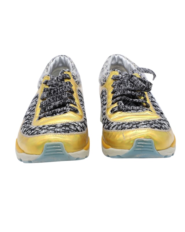 Chanel tweed sneakers discount