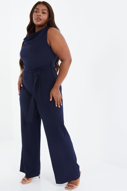 Curve Navy Cowl Neck Palazzo Jumpsuit