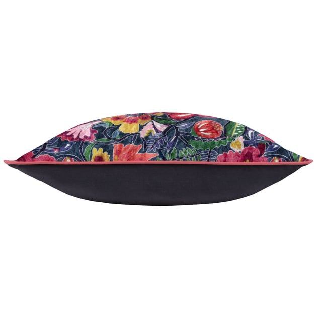 Indulgent with a beautiful jewel-like quality, it's ideal for a magpie collector of all things eye-catching! The Glorine cushion features a collage of vibrant florals standing out against a dark viscose-cotton velvet background. With a 100% cotton reverse, this design is ideal for those who enjoy making a statement in their home.