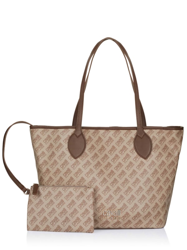 100% polyurethaan; Breedte: 46 cm, hoogte: 30 cm Cavalli Class-tas;  Model: CCHB00092 C00;  Hoogwaardige afwerking;  Sluiting: drukknoop;  Twee handvatten;  Eén hoofdvak binnenin;  Een klein vakje aan de binnenkant;  Een klein tasje met ritssluiting, vastgemaakt met een haak en lint in de binnenzak;  Afmetingen (cm): 46 x 30 x 14,5;  Cavalli Class-logodetails