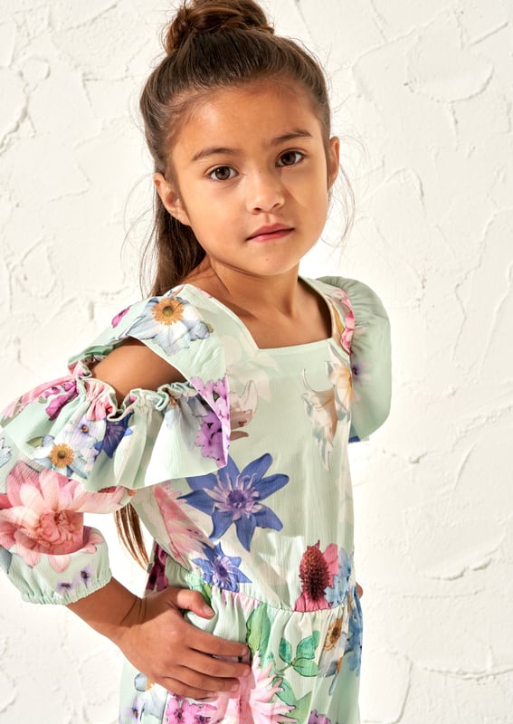 Channel effortless style in our new oversize floral print wide leg jumpsuit in soft  . Featuring a stunning ruffle open shoulder detail it's the perfect dress alternative.. About Me: 100% Polyester. Look After Me: Think Planet. Wash At 30C.