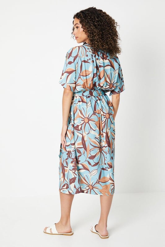 Plus kimono sleeve tie waist wrap dress clearance