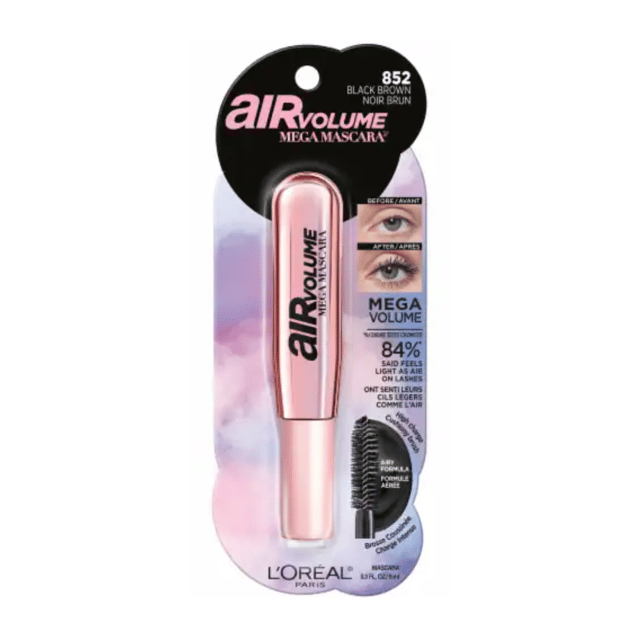 Blow away the rules of volume! New L’Oréal Paris Air Volume mascara is taking your lashes to new heights with mega volume light as air. Our 1st whipped texture is game-changing, giving you inflated lashes as the formula expands on lashes for up to 10x more impact. Our big soft brush coats every lash with the air-injected technology, locking in up to 24h of smudge & flake resistant volume. Lashes are left feeling supple and light as air. Hypoallergenic, the formula is gentle. The texture does not clump: if you’re feeling even more mega, add more coats for buildable mega impact. This is a pack of 2.
