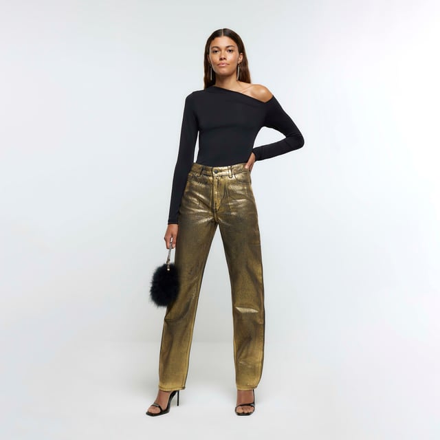 Coated jeans with belt loops sales