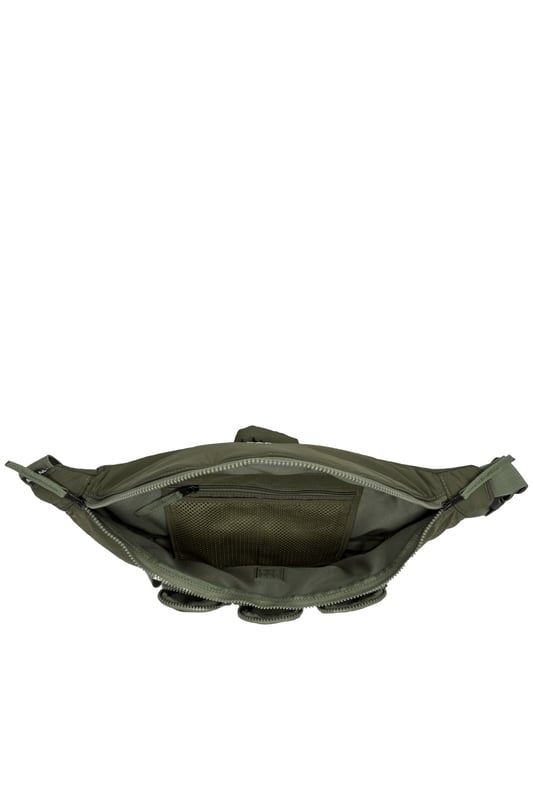 The perfect practial edition to any outfit. This unique triple-pocket design sling bag has enough internal and external space to carry all your every day essentials. Features: , Padded lightweight nylon, Water resistant, Zip top opening to main compartment, ARTSAC screen printed logo, Triple front zip pocket with loops, Internal zip pocket, External rear zip pocket, Top grab handle, 2 Mobile phone internal net pockets, Adjustable shoulder strap allowing backpack styling or bum bag styling Style Ref: 52014 KHAKI