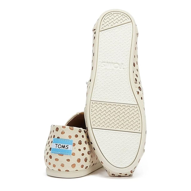 TOMS Womens Natural Rose Gold Polka Dots Classic Espadrilles