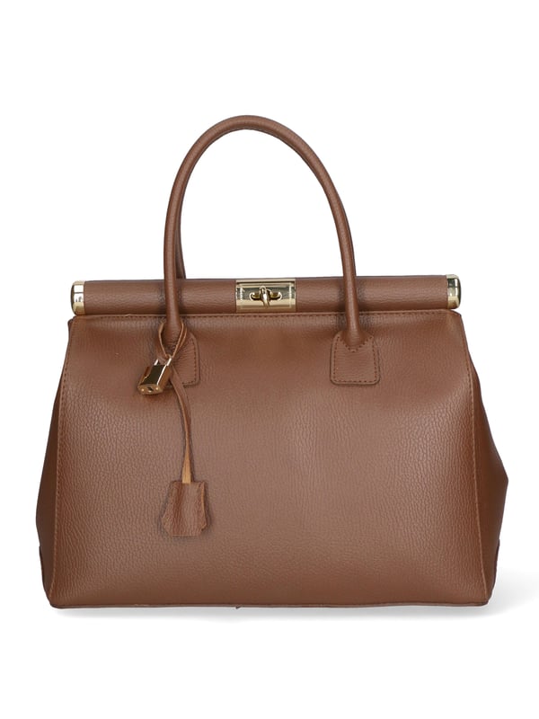 Damenhandtasche mit zwei Fächern und abnehmbarem Schultergurt. Italienisches handgefertigtes Produkt aus echtem Dollarleder. Hergestellt in Italien