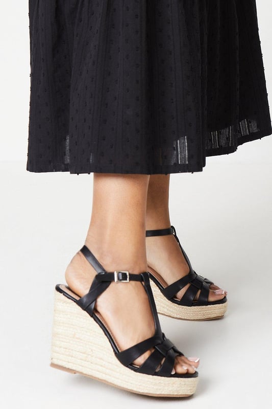 Women chic espadrille wedges adjustable buckle sandals deals
