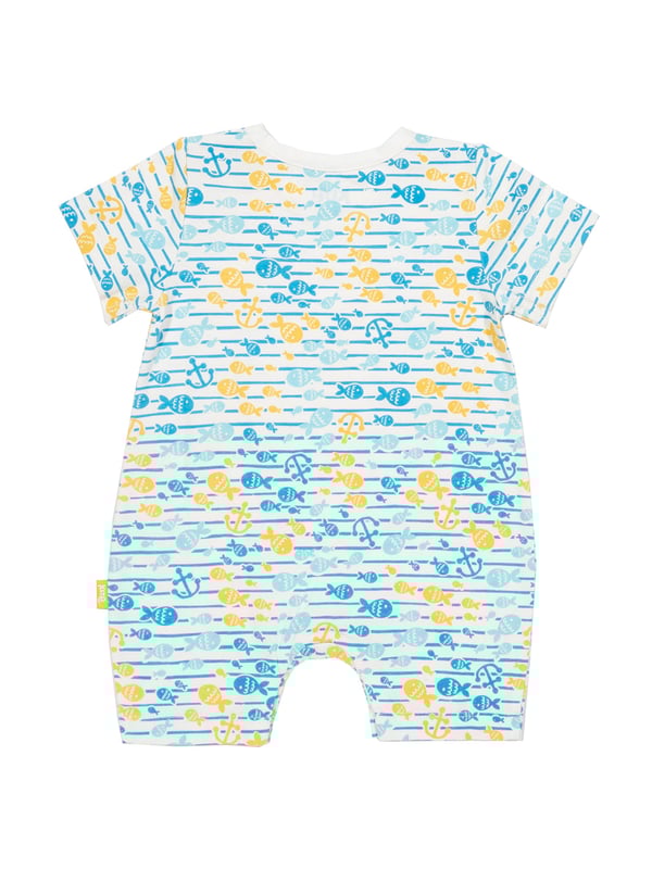 Perfect for playing or snoozing, this romper featuring our colourful and cute fish explorer all-over print is comfy, practical and great for the summer season.