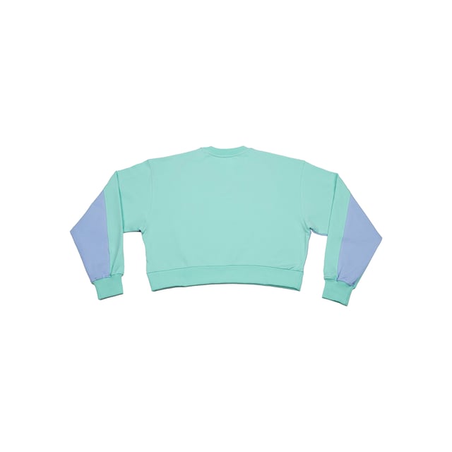 The #SuperbTotalLook with which you can feel like yourself at any time and in any situation. A total look in pastel colors with which you can feel happy and enjoy, without thinking about anything else, the essence of a much-desired summer. Be Happy is the new Superb collection for every day, for all moments. Be Happy is to be yourself, to feel free.

 Characteristics:

 Short round neck sweatshirt
 Designed in two pastel colors, blue and green, carefully chosen by the Superb team
 Trim in different color
 SuperbEmbroidered logo, creating contrast of pastel colors
 Ribbed waist and cuffs in contrasting pastel colors
 Made and designed in Barcelona by the Superb team
 Our model Valeria is 1.69m tall and wears size M.

 Composition:
 96% cotton
 4% elastane
 Composition: 96% cotton
 4% elastane
 Care:
Wash at maximum temperature 30º.
 Iron at low temperature.
 You can use a dryer.
 Do not use bleach.