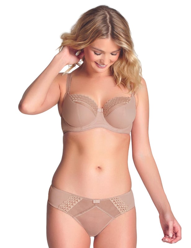 Look and feel gorgeous in the all-new Asher range from Cleo by Panache! The stunning Asher range features soft handle materials to ensure comfort at all times. The range also features unique triangle embroidery, combined with simple yet stunning colours! This stunning Brazilian brief offers moderate rear coverage for a tempting look and looks fabulous when paired up with matching items from the Asher range!

Unique and feminine design
Comfortable fit and feel
Soft handle materials
Looks great under clothes
Moderate rear coverage
Stunning triangle embroidery
Matching items available
Composition: 51% Polyamide | 25% Polyester | 13% Elastane | 11% Cotton
Listed in UK sizes
 Brazilian Brief