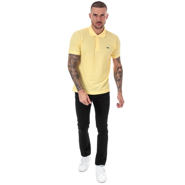 Lacoste L1212 poloshirt met klassieke pasvorm voor heren, geel