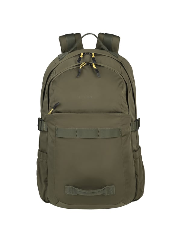 Unisex rugzak met ritssluiting. één met ritssluiting en twee open binnenzakken. twee ritssluitingen aan de voorkant en twee open zijritsen met externe zakken. ontbrekende schouderband.  Handvat van gerecycled polyethyleentereftalaat. twee binnenvakken.  extern materiaal.  Binnenkant van gerecycled polyethyleentereftalaat. Afmetingen: 32x48x19 cm. Modeproduct