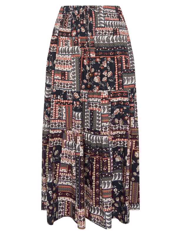 MILLERS Womens Skirts Maxi Summer Blue Paisley A Line Fashion Tile Print Relaxed Fit Tiered Long Office Casual Work Clothes