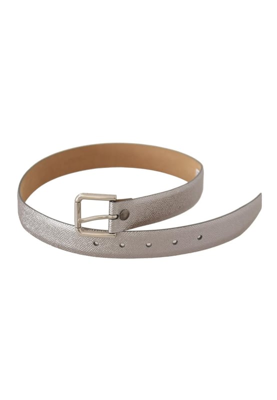 Dolce & Gabbana Metallic Silver Leather Metal Waist Buckle Belt Dolce & Gabbana Metallic Silver Leather Metal Waist Buckle Belt main image 3