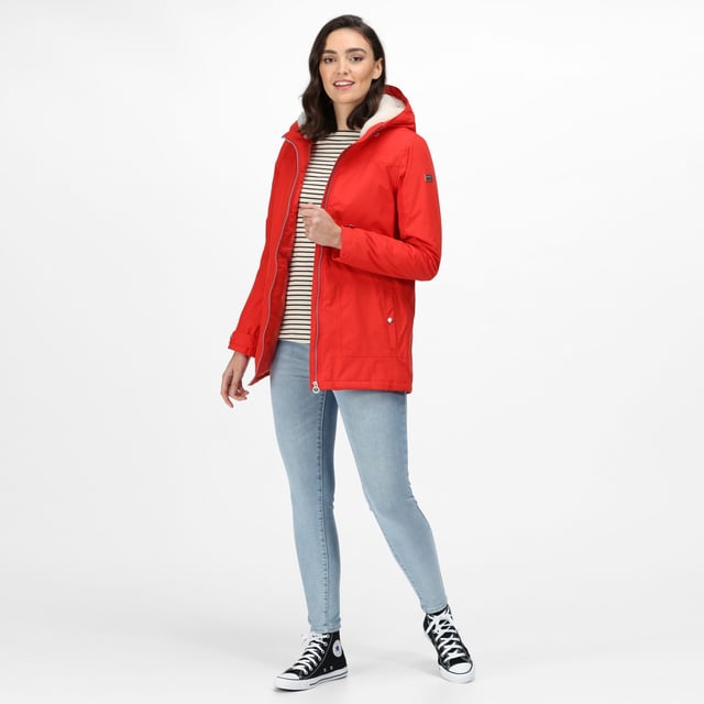 Regatta Womens Ladies Bergonia II Hooded Waterproof Jacket Molten Red