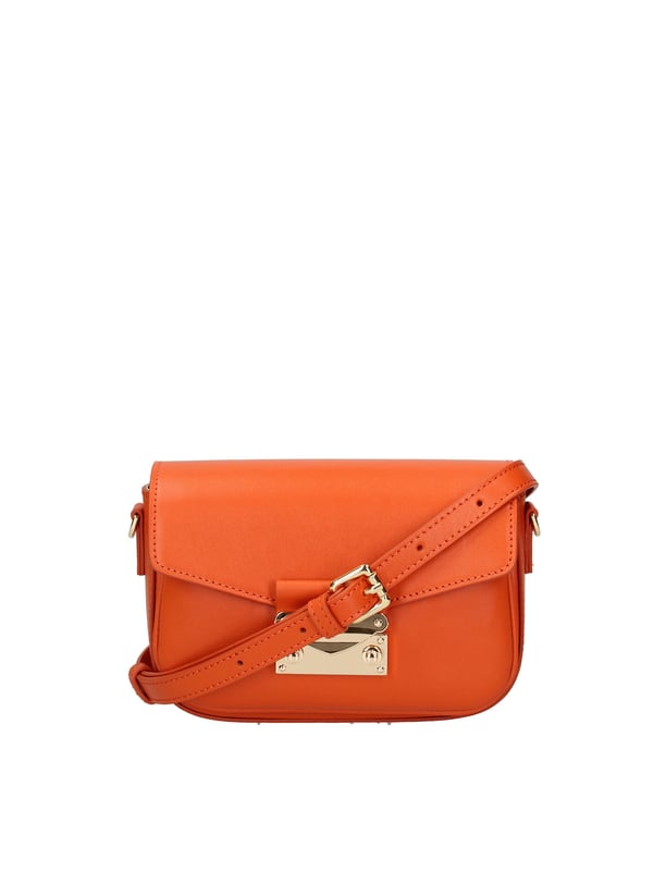 Crossbodytas voor dames met druksluiting. één open binnenzak. afwezige externe zakken. verstelbare en afneembare lederen schouderband. ontbrekend handvat. twee binnenvakken.  extern materiaal. gevoerd met 70% katoen - 30% polyester binnenkant. Afmetingen: 18x12x5,5 cm. Gemaakt in Italië
