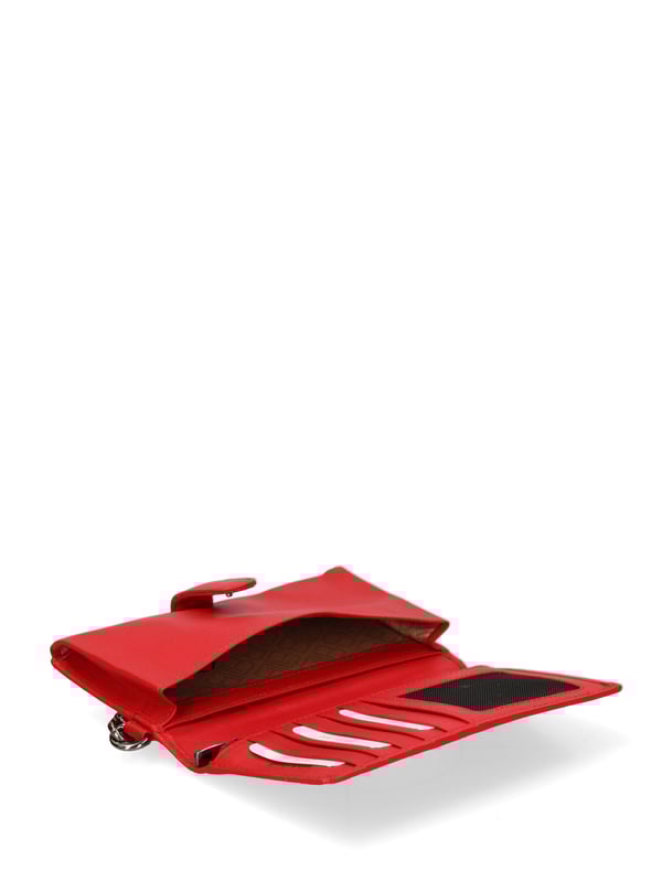 Damenbrieftasche mit Druckknopfverschluss. Innentaschen für Kartenhalter und Geldscheinhalter. fehlende Außentaschen. fehlender Schultergurt. fehlender Griff. ein Innenfach. Außenmaterial. Innenfutter aus echtem Leder. Maße: 17x9,5x2 cm. Modeprodukt