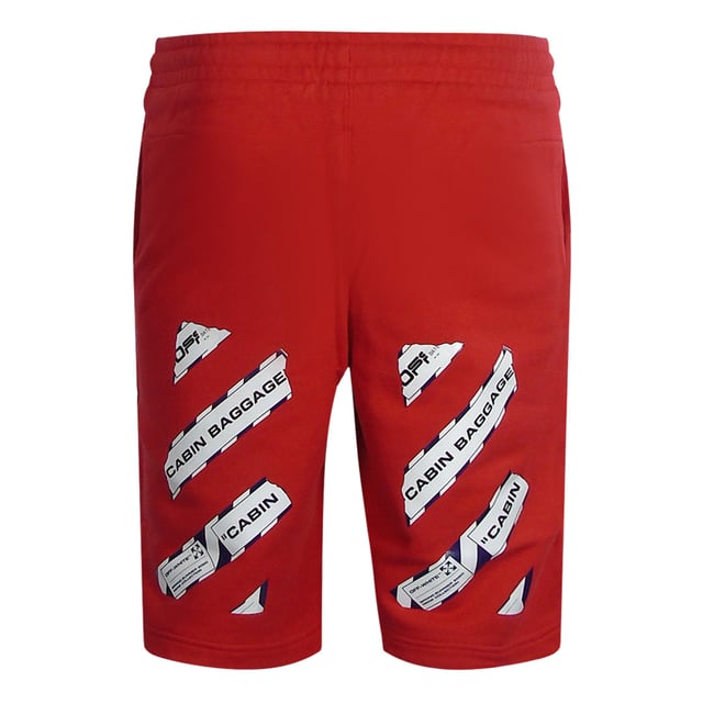Off-White Airport Tape Design Red Sweat Shorts
