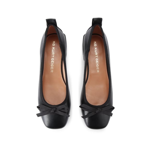 The KG Kurt Geiger Marvyn is a ballet flat with bow on the toe and flat block style heel.