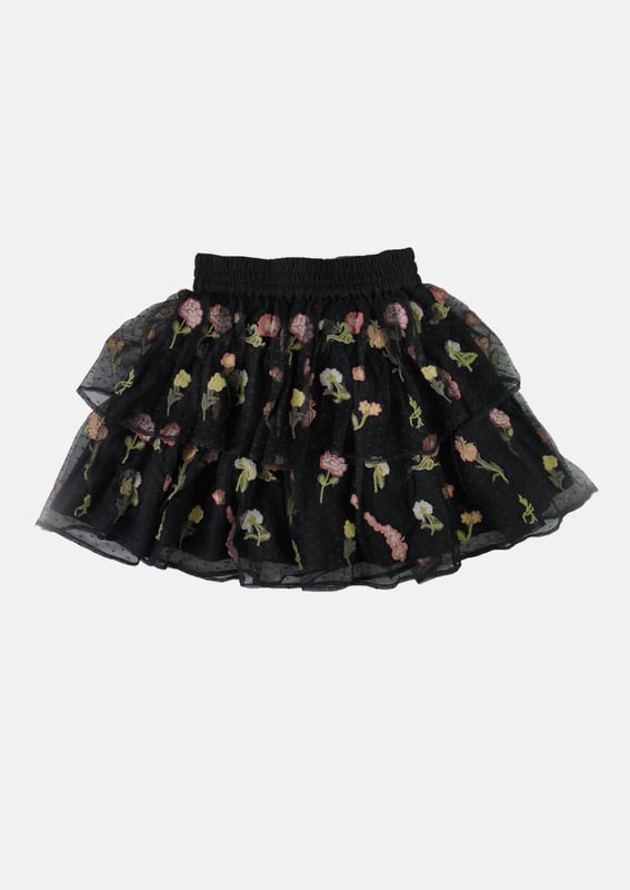 Intricate embroidery on a beautiful diaphanous mesh fabric lends a whimsical feel to this stunning skirt. Wear with chunky boots to add an edgy twist.  . About me: 100% polyester. Look after me: Think planet. wash at 30c.