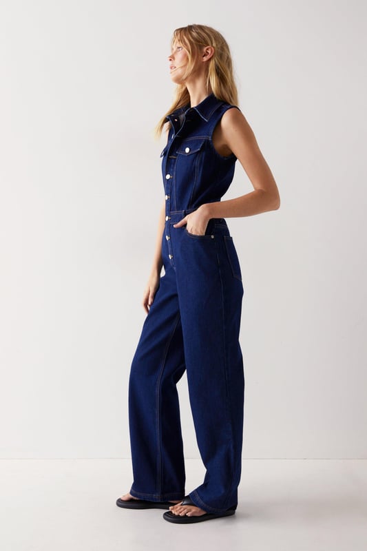 Annie Wear Button Detail Wide Leg Jumpsuit with Pockets main image 1