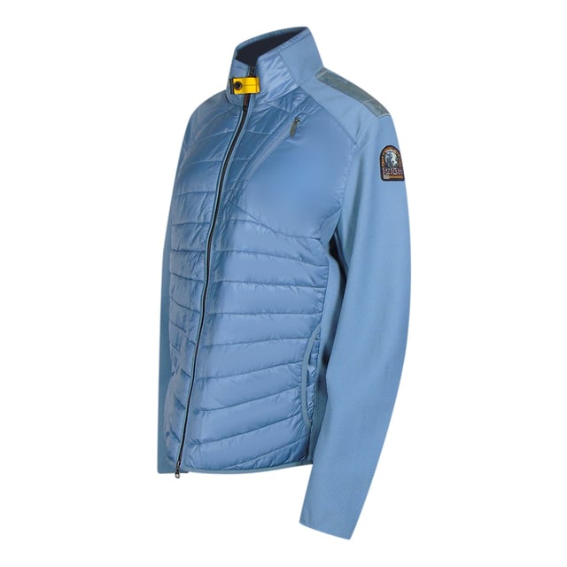 Chaqueta Parajumpers Blue Stone, tres bolsillos delanteros con cremallera, parche PJS en la manga izquierda, chaqueta 100% poliamida, cintura y mangas elásticas