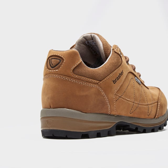 The Women's Country Roam Walking Shoe from Brasher piles modern technology into a classic cut shoe. Constructed with rugged, long lasting premium leather uppers, the Country Roam is dependable and waterproof, with a reliable Vibram outsole guaranteeing non-slip grip on varying surfaces. A comfort PU footbed ensures that each step is cushioned for a lasting luxury feel. - A sturdy, protective walking shoe from Brasher - Premium leather upper - supple, deep cut leather exterior boasts extended durability and long lasting waterproof performance - Comfort PU footbed - soft, shaped interior cushions each step - Vibram outsole - reliable sole unit boasts unrivalled traction and grip - EVA midsole - comfortable and long lasting mid construction - Weight: 590g - Recommended activity - walking / hiking / casual